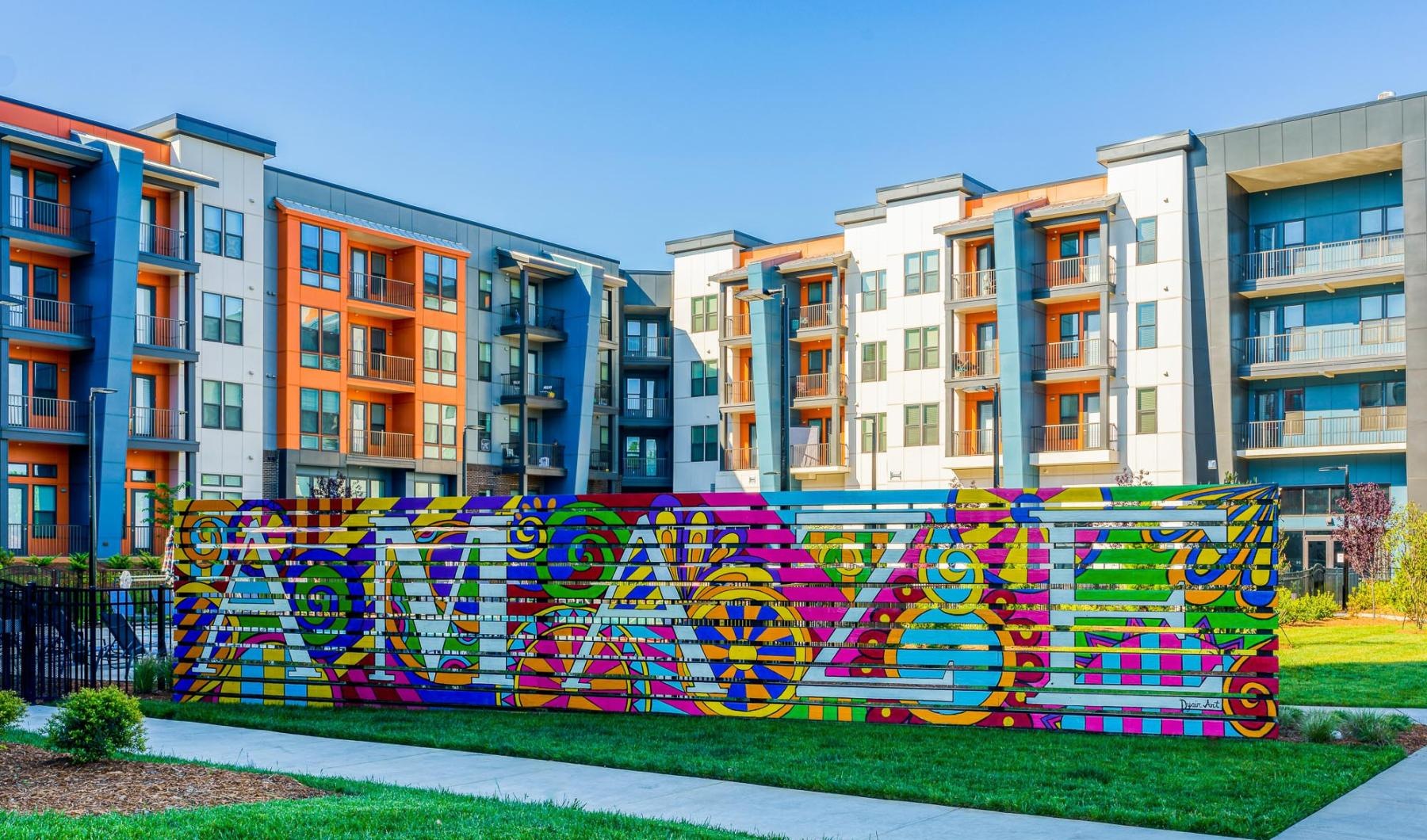 a row of colorful buildings