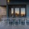 a table and chairs outside a building