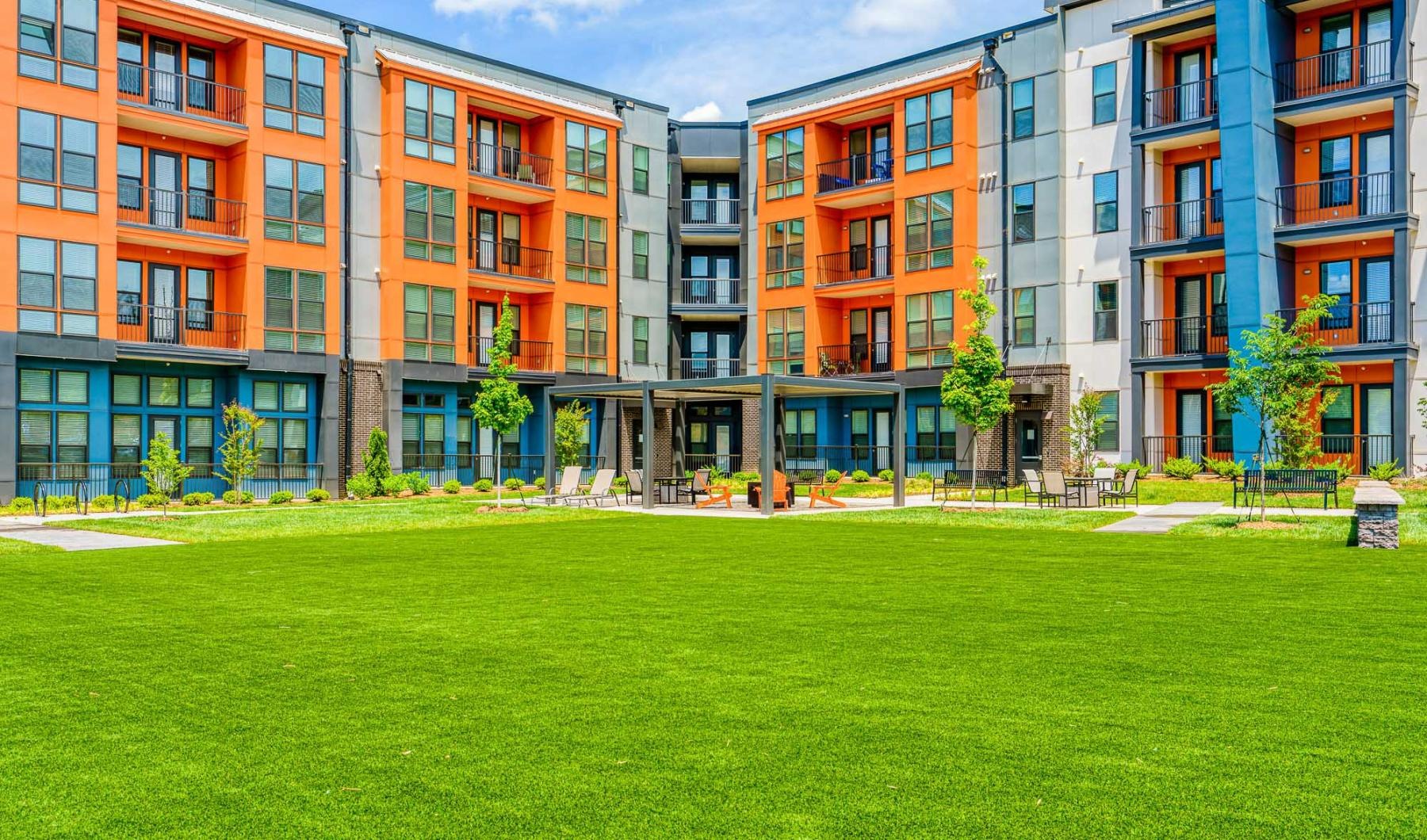 Find your perfect fit at Amaze at NoDa a row of colorful buildings