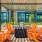 orange chairs on a patio
